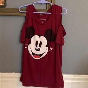 A Disney maroon cute off the shoulder shirt